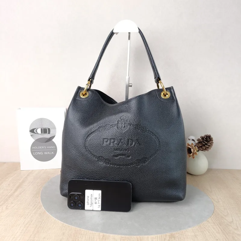 PRADA Shoulder Bag Hobo Shoulder Bag Black Calfskin One Size32 × 15 × 31 cm — cover view 5 of 5