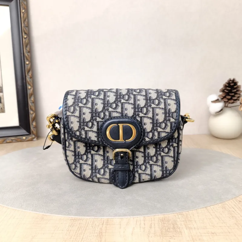 DIOR Crossbody Bag Bobby Blue Canvas Small18 × 5 × 14 cm