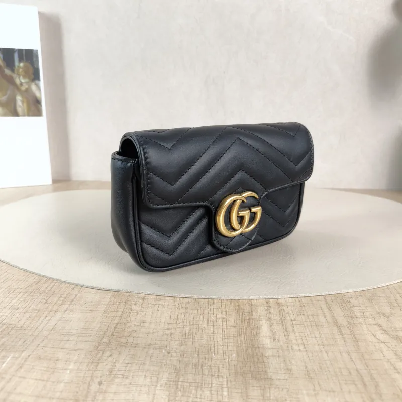 GUCCI Crossbody Bag GG Marmont Mini Marmont Mini Black Calfskin Mini 16.5 × 4.5 × 9.5 cm — cover view 3 of 5