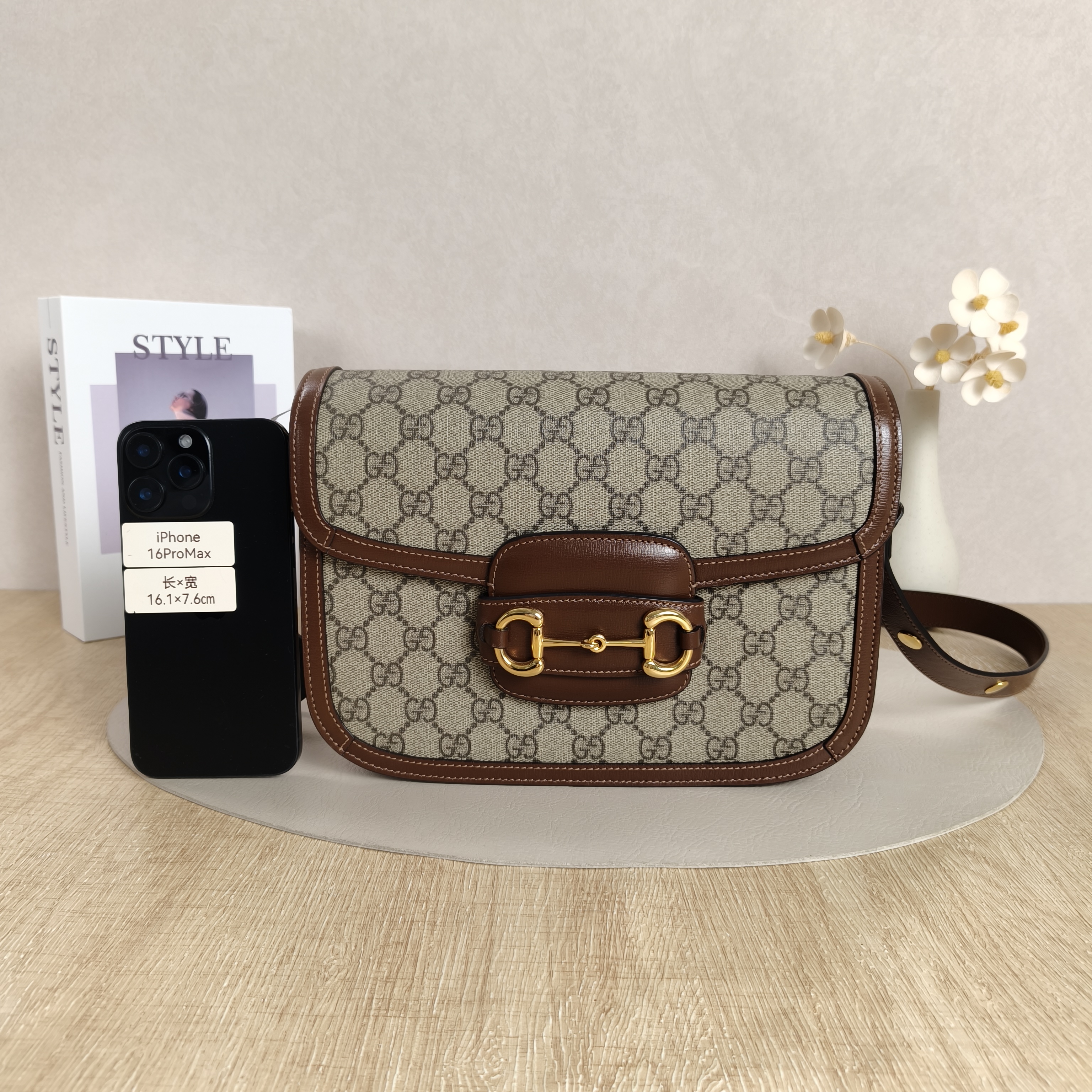 GUCCI Shoulder Bag Horsebit 1955 Horsebit Medium Monogram PVC Medium25 × 8 × 18 cm — cover view 8 of 10