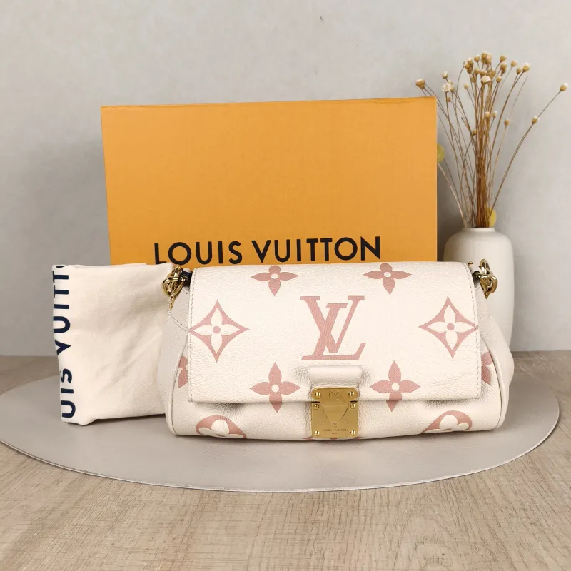 Louis Vuitton Crossbody Bag Favorite White · Pink Empreinte Embossed Calfskin Monogram Medium24 × 9 × 14 cm — cover view 5 of 6