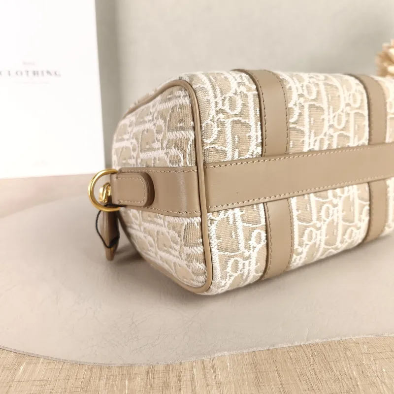 DIOR Shoulder Bag Groove 20 Top Handle Bag Taupe Canvas Small 20.5 × 12 × 13.5 cm — detail view 1 of 11