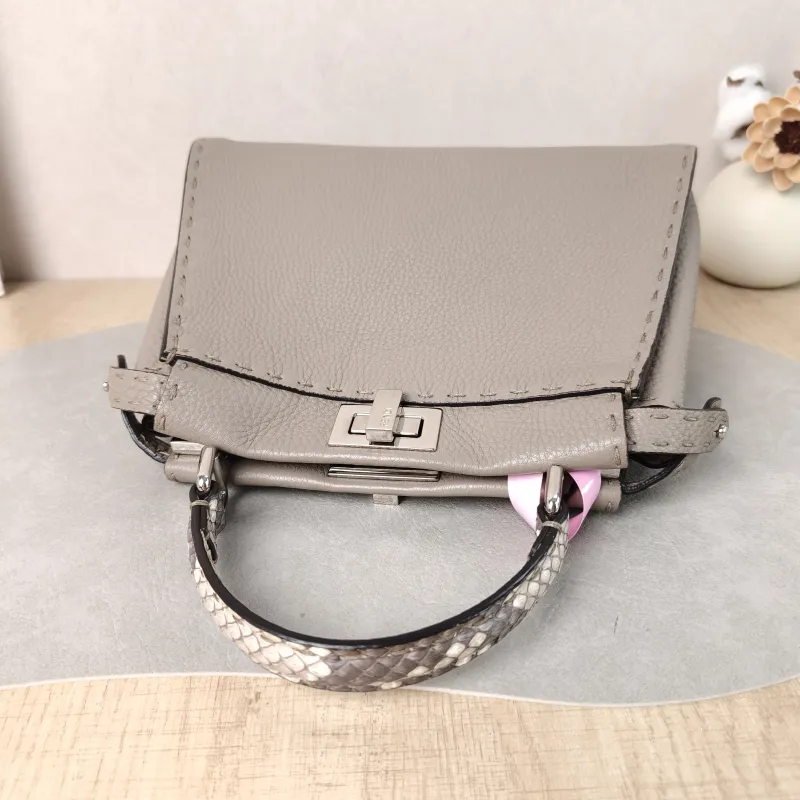 FENDI Crossbody Bag Peekaboo Crossbody Bag Grey Calfskin · Small 23 × 11 × 18 cm — detail view 5 of 14