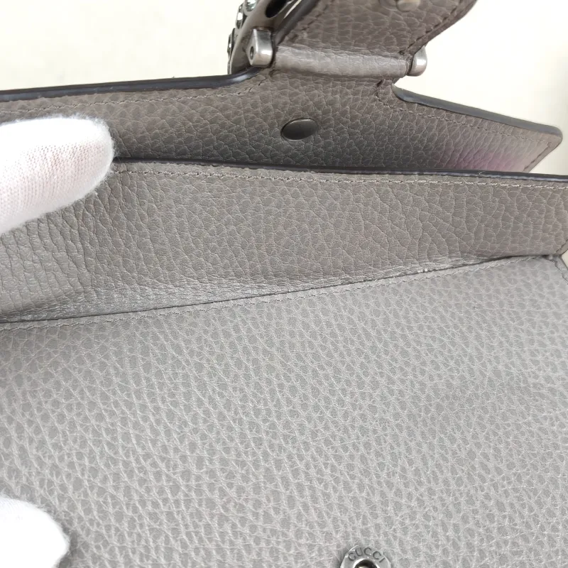 GUCCI Crossbody Bag Dionysus Grey Calfskin Mini 16.5 × 4.5 × 10 cm — detail view 12 of 14