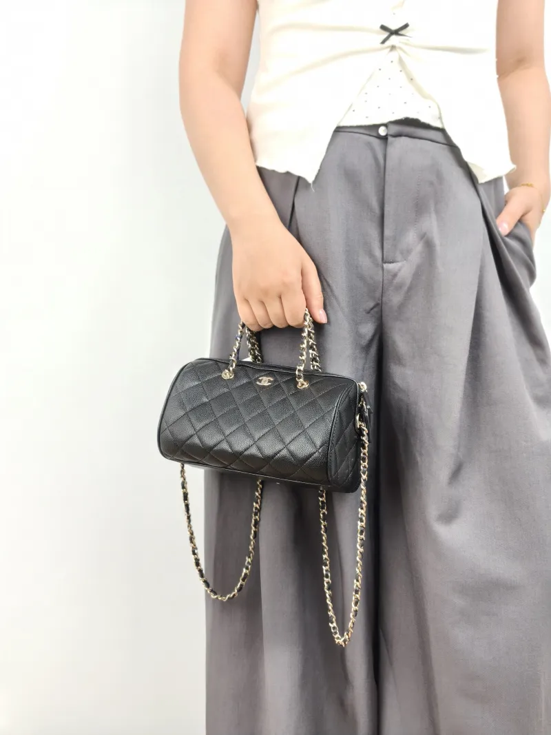 Chanel Crossbody Bag Crossbody Bag Black Grained Calfskin One Size 18.5 × 11 × 11.5 cm — on-model view 2 of 3