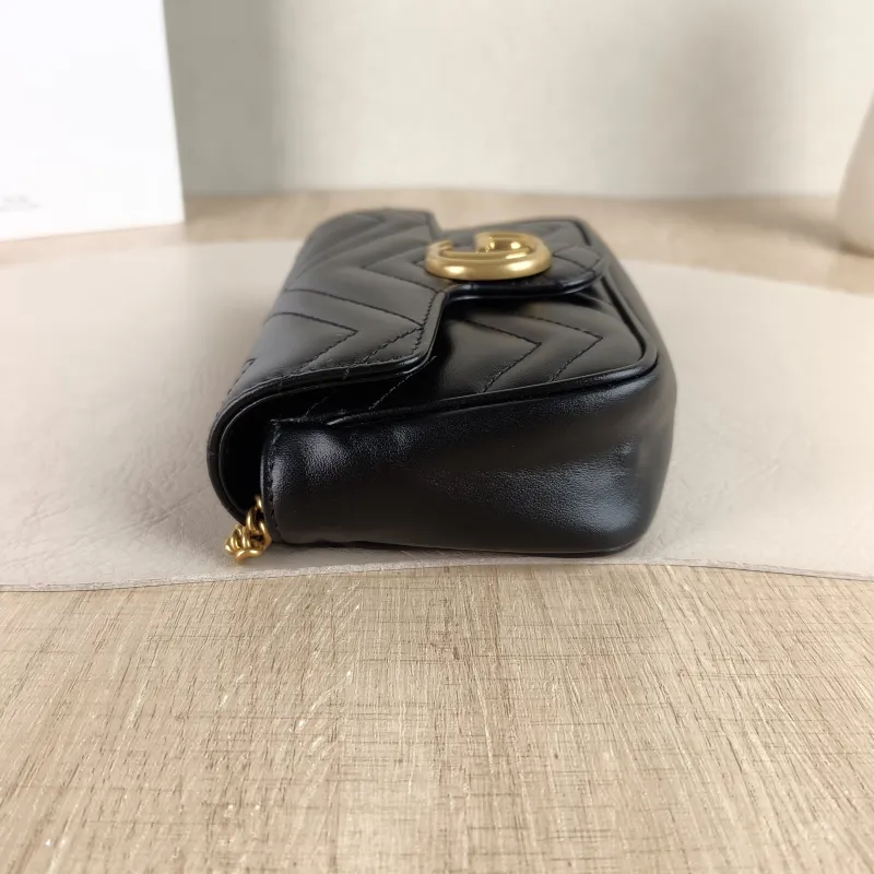 GUCCI Crossbody Bag GG Marmont Mini Marmont Mini Black Calfskin Mini 16.5 × 4.5 × 9.5 cm — detail view 1 of 12