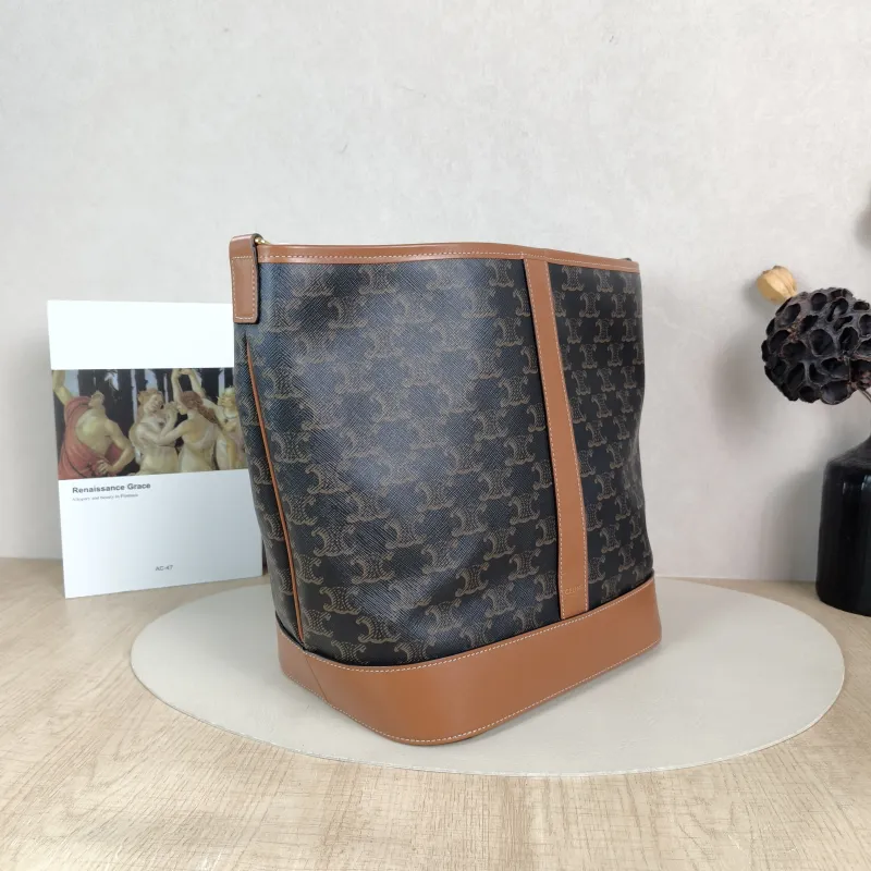 CELINE Crossbody Bag Triomphe Bucket Bag Monogram PVC Medium 24 × 18 × 27 cm — cover view 2 of 5