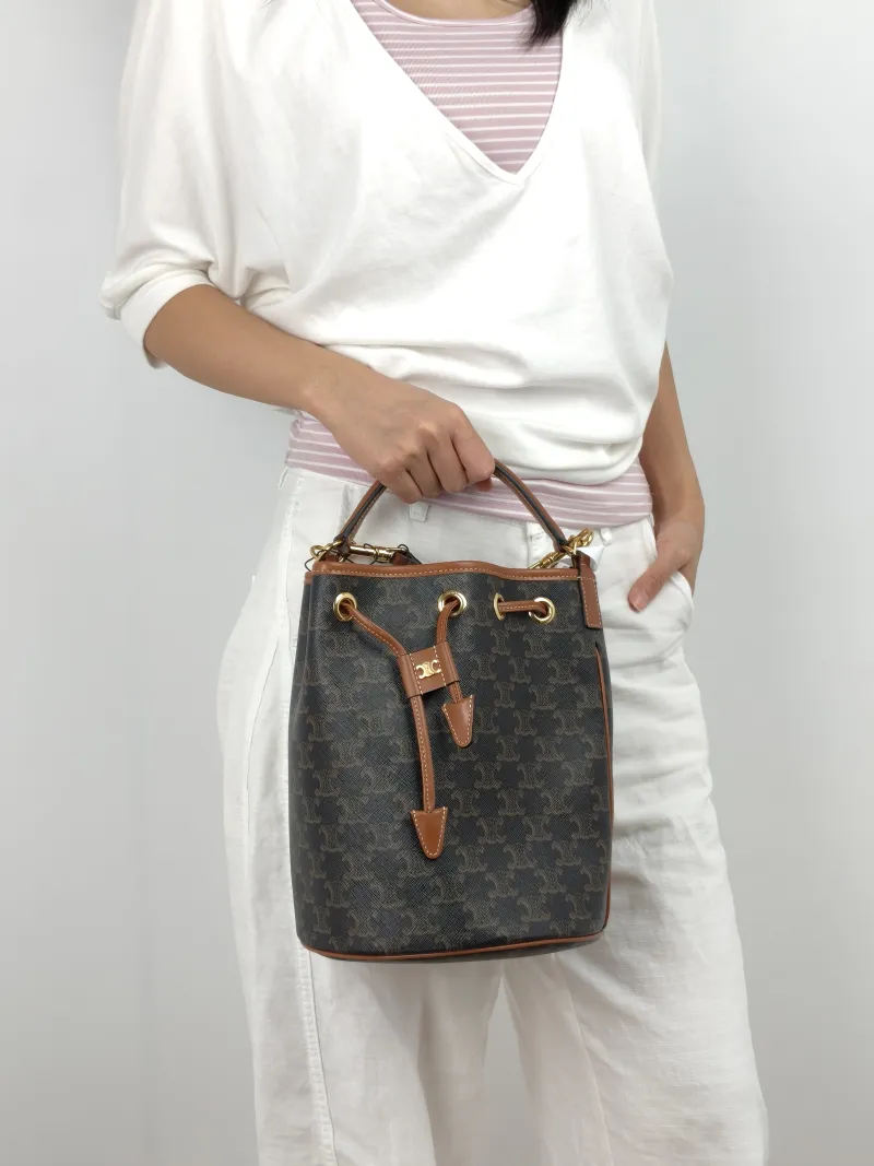 CELINE Crossbody Bag CLARA Monogram PVC Medium 20 × 20 × 24 cm — on-model view 3 of 3