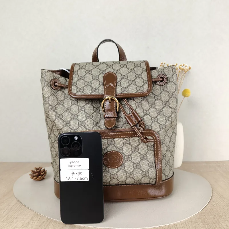 GUCCI Backpack GG Retro Collection Backpack Brown PVC One Size 26.5 × 13 × 30 cm — cover view 4 of 5