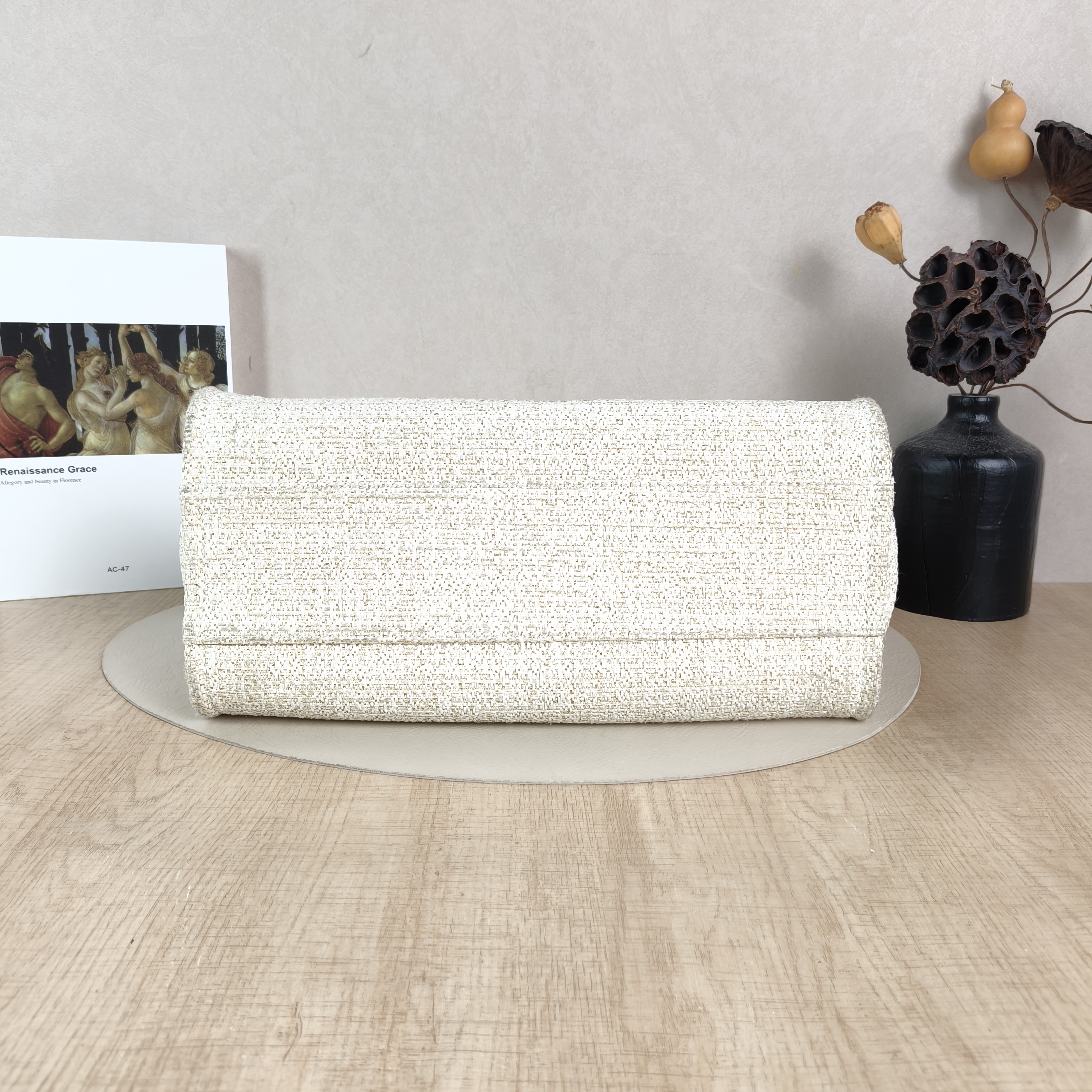 Chanel Shoulder Bag White Gold Canvas Woven One Size35 × 17 × 25 cm — cover view 4 of 5