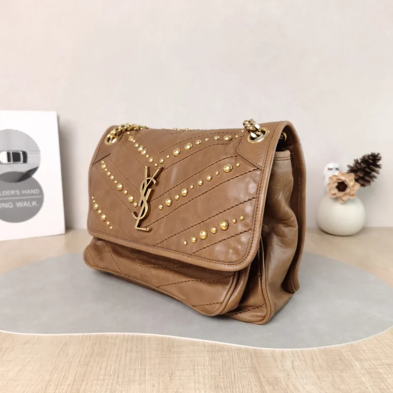 SAINT LAURENT Crossbody Bag Niki Caramel Medium 28 × 8.5 × 20 cm — cover view 3 of 5