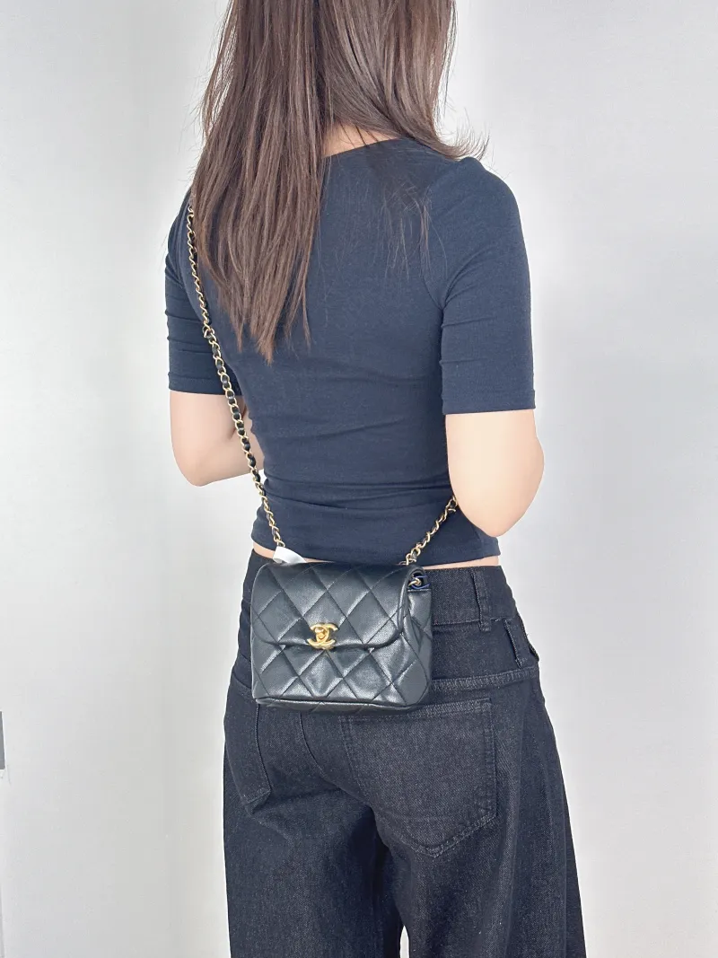 Chanel Crossbody Bag Edition Black Calfskinmini16.5 × 7 × 13 cm — on-model view 1 of 2