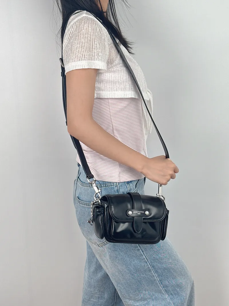 Louis Vuitton Crossbody Bag CARGO Camera Bag Black Calfskinmini23 × 10 × 14 cm — on-model view 1 of 2