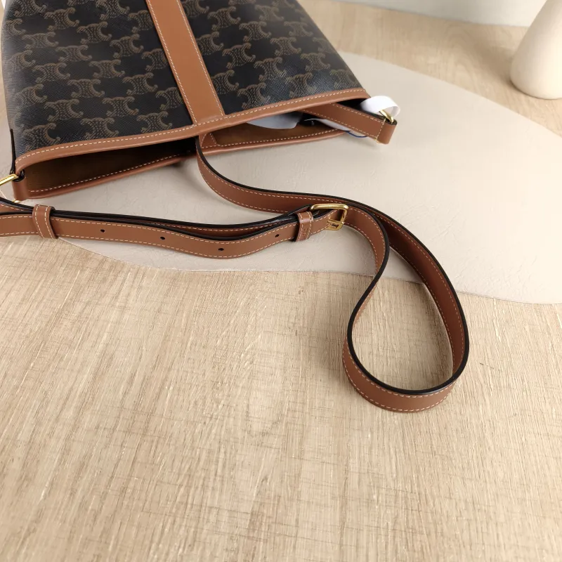 CELINE Crossbody Bag Triomphe Bucket Bag Monogram PVC Small 22 × 13 × 26 cm — detail view 8 of 9