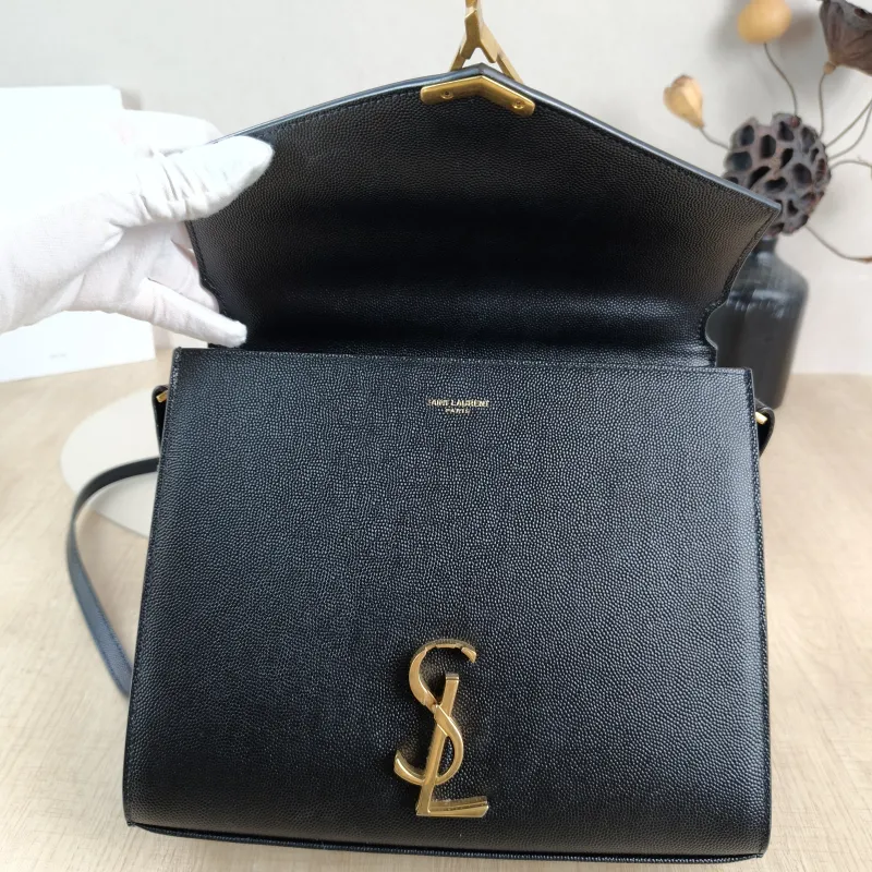 SAINT LAURENT Shoulder Bag Cassandra Shoulder Bag Black with Gold-Tone Hardware Grained Calfskin Medium 24.5 × 11.5 × 20 cm — detail view 5 of 13