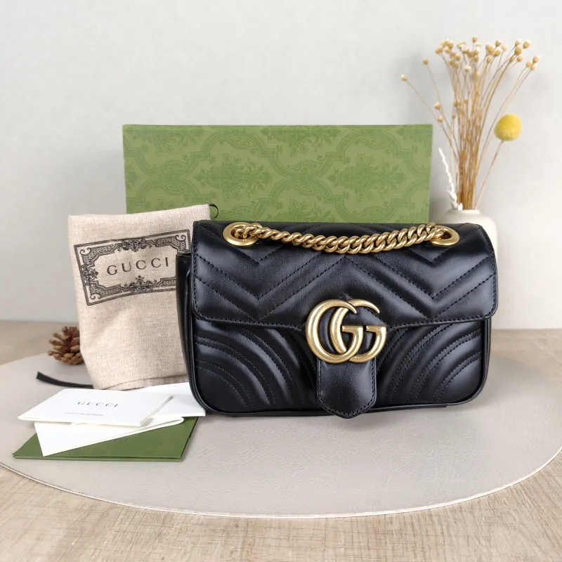 GUCCI Crossbody Bag GG Marmont Small Marmont 22 Black CC alfskin Small 22 × 6 × 13 cm — cover view 3 of 6