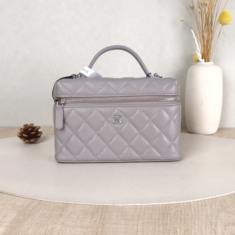 Chanel Crossbody Bag lp Box Bag Top Handle Crossbody Bag Grey Grained Calfskin One Size 19.5 × 5 × 17 cm