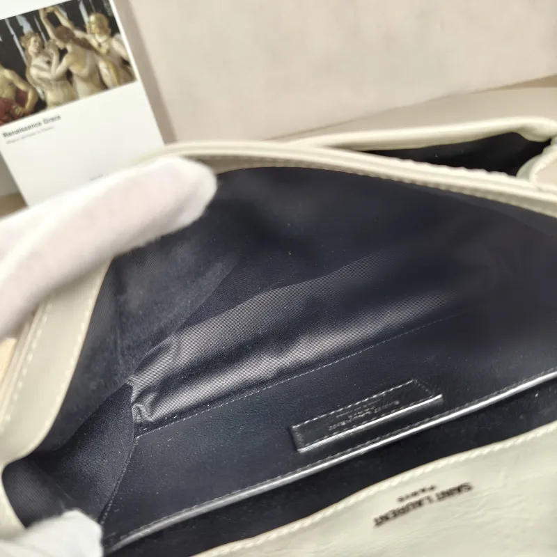 SAINT LAURENT Crossbody Bag Niki D White Waxed Leather Small 21 × 7.5 × 16 cm — detail view 10 of 12