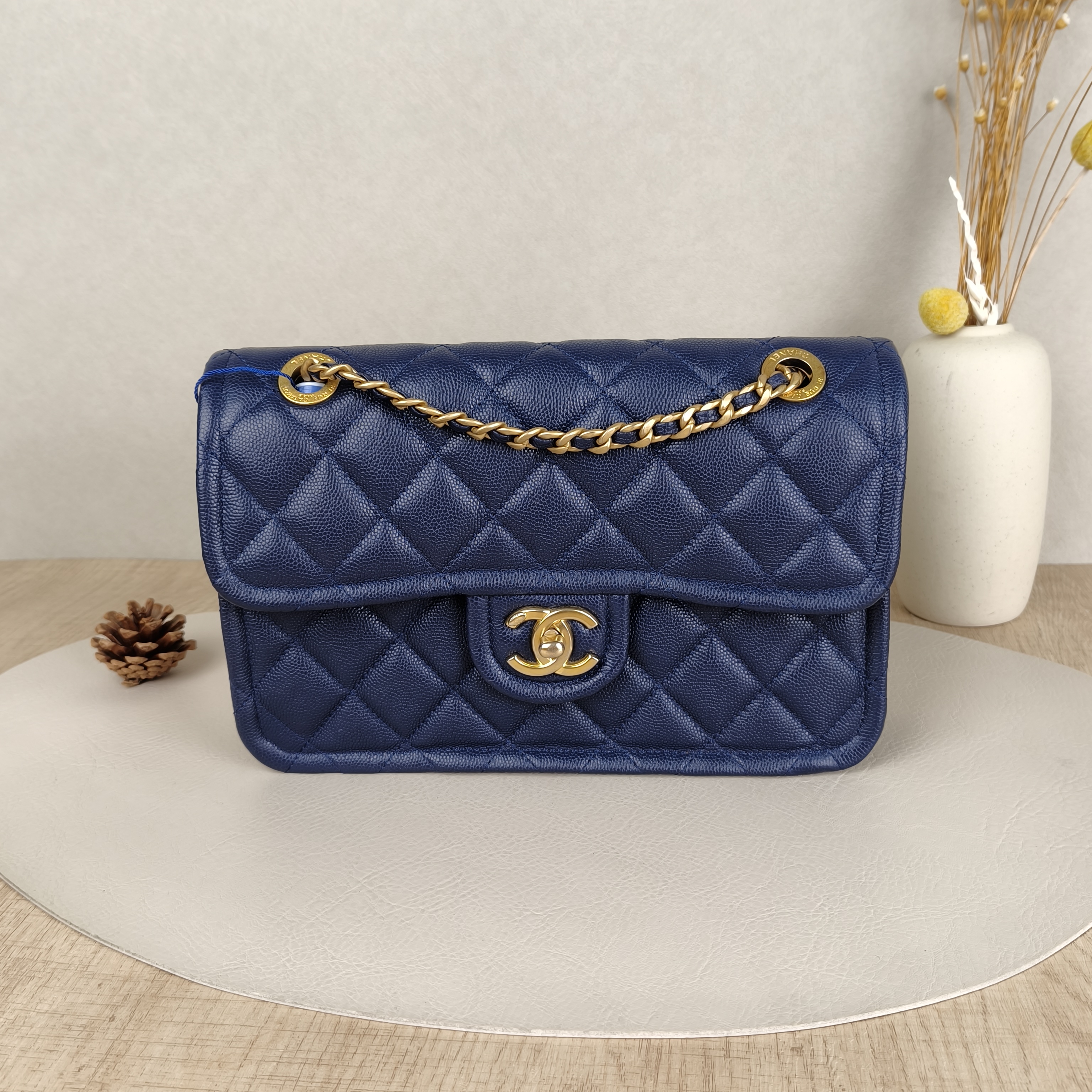 Chanel Crossbody Bagcf Collection Crossbody Bag Blue Grained Calfskin Medium24 × 5 × 15.5 cm