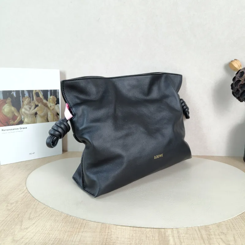 LOEWE Crossbody Bag Flamenco Black Calfskin Medium 30 × 10.5 × 24.5 cm — cover view 3 of 5