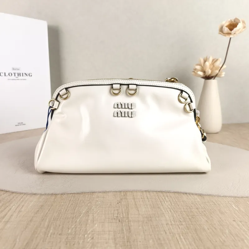 Miumiu Shoulder Bag Caprice White Calfskin One Size 24 × 8.5 × 14 cm