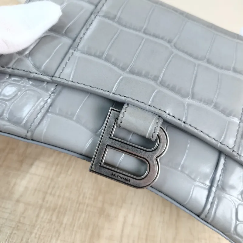 BALENCIAGA Crossbody Bag Hourglass Hourglass Bag Grey Calfskin Mini 19 × 6.5 × 12 cm — detail view 4 of 14