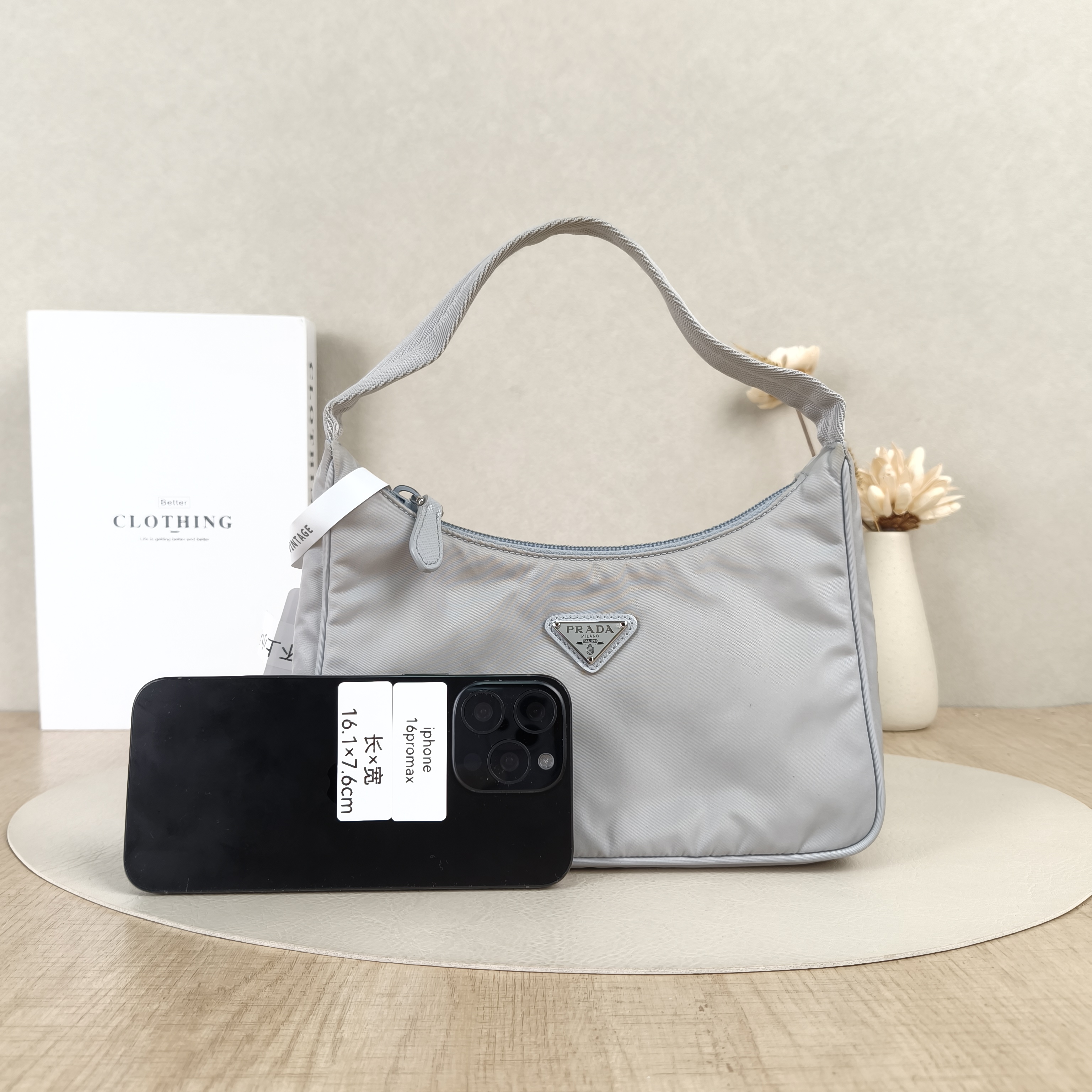 PRADA Shoulder Bag Re-Edition hobo Blue Nylon 22 × 6 × 17 cm — cover view 8 of 9