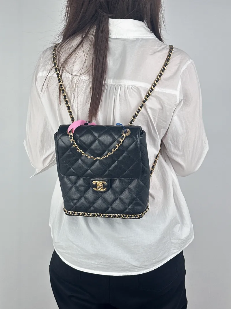 Chanel Backpackado Backpack Black Grained Calfskin One Size20 × 8 × 22 cm — on-model view 2 of 2