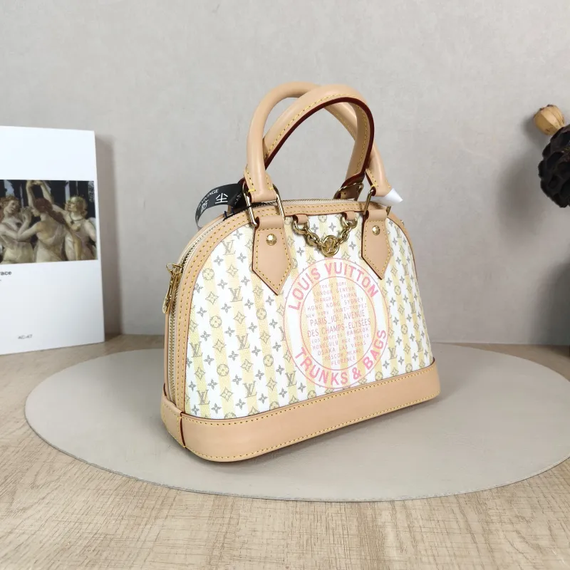 Louis Vuitton Top Handle Bag Alma BB Yellow White Canvas BB 23.5 × 11.5 × 17.5 cm — cover view 4 of 6