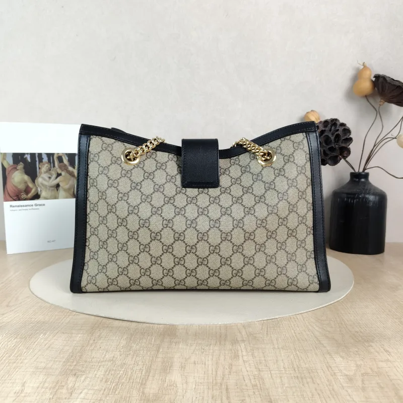 GUCCI Shoulder Bag Padlock Tote Black Monogram PVC 35 × 14 × 23.5 cm — cover view 3 of 5