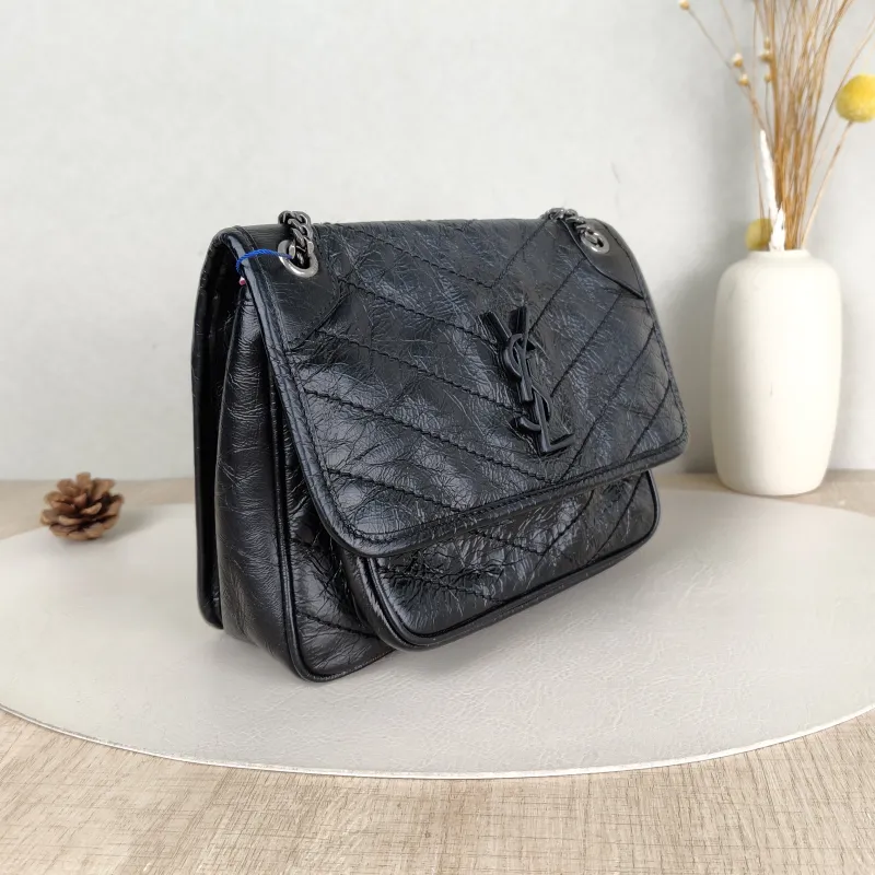 SAINT LAURENT Crossbody Bag Niki Black Waxed Leather Calfskin Small 21 × 7.5 × 16 cm — cover view 5 of 5