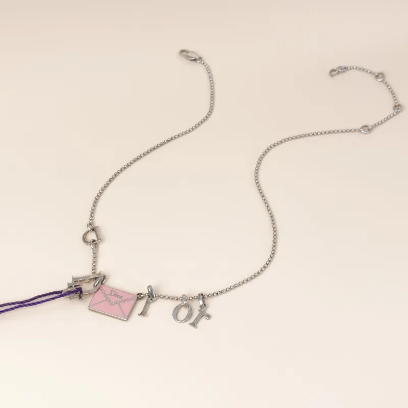 DIOR Necklace Pink logo Necklace Silver One Size42cm — cover view 3 of 9