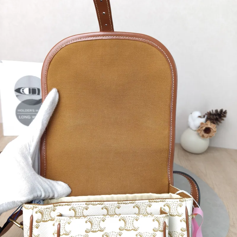 CELINE Crossbody Bag FOLCO White PVC Medium 18.5 × 8 × 17 cm — detail view 8 of 13