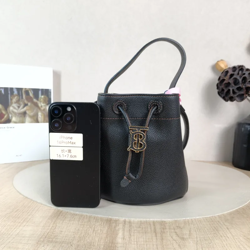 BURBERRY Crossbody Bag Bucket Bag Black Calfskin One Size 17 × 11 × 17 cm — cover view 3 of 5