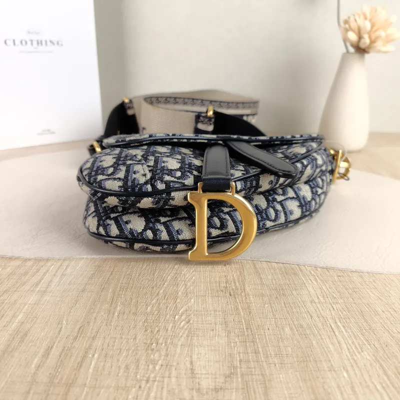 DIOR Top Handle Bag Saddle Blue Canvas Mini 19 × 6 × 15 cm — cover view 2 of 5