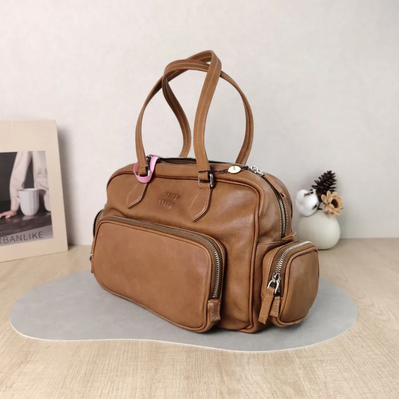 Miumiu Top Handle Bag Pocket Top Handle Bag Caramel SL ambskin One Size 32 × 14 × 22 cm — cover view 3 of 6