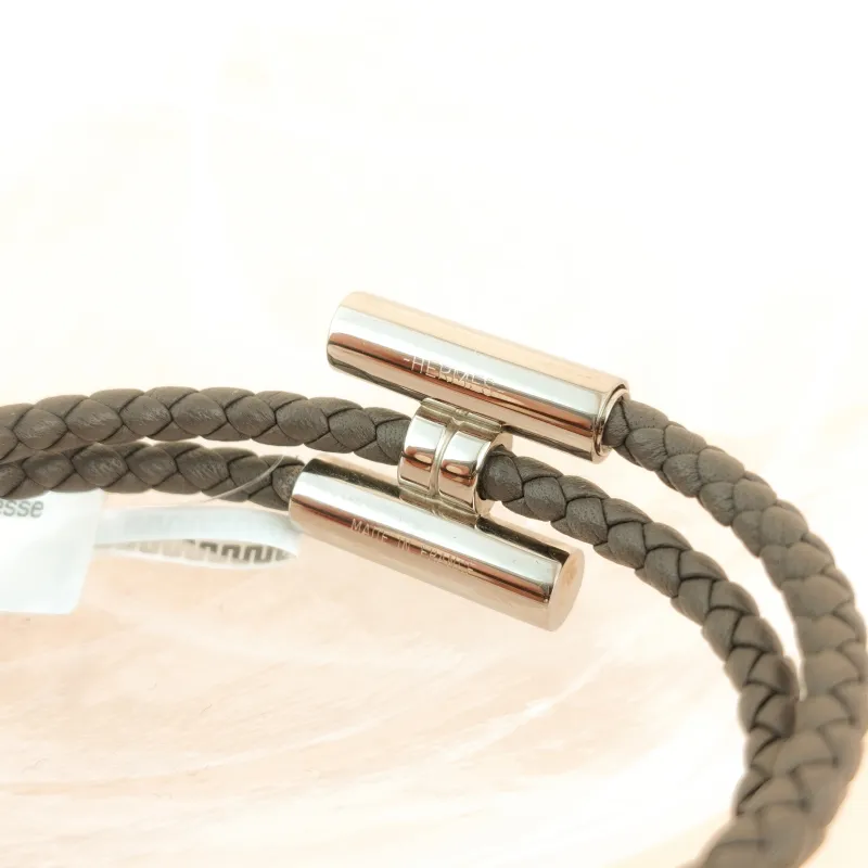 Hermès Bangle Tournis Tresse HB angle Silver Grey One Size 37cm — cover view 6 of 7