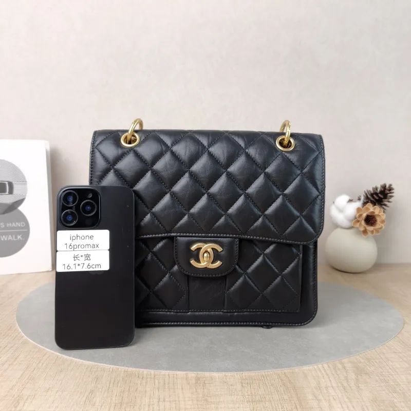 Chanel Crossbody Bag Backpack Black Calfskin One Size25 × 6 × 22 cm — cover view 3 of 5