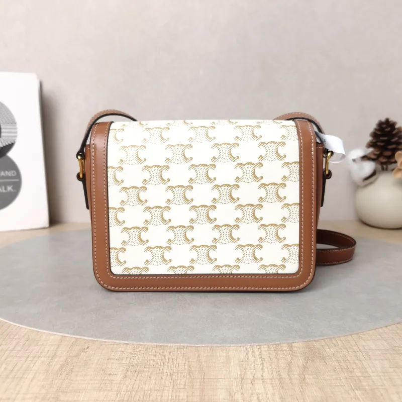 CELINE Crossbody Bag Teen Triomphe White PVC Small18.5 × 6 × 14 cm — cover view 2 of 5