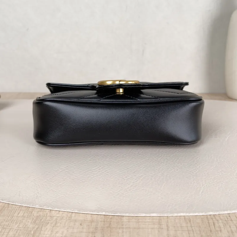 GUCCI Crossbody Bag GG Marmont Mini Marmont Mini Black Calfskin Mini 16.5 × 4.5 × 9.5 cm — cover view 2 of 6