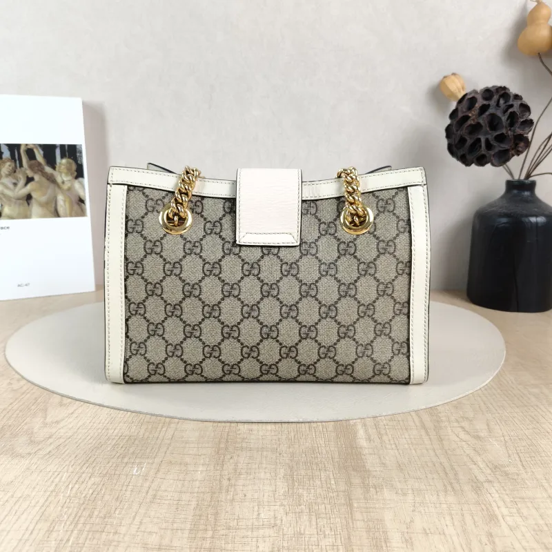 GUCCI Shoulder Bag Padlock Tote White Monogram PVC Medium 26 × 10 × 18 cm — cover view 4 of 6