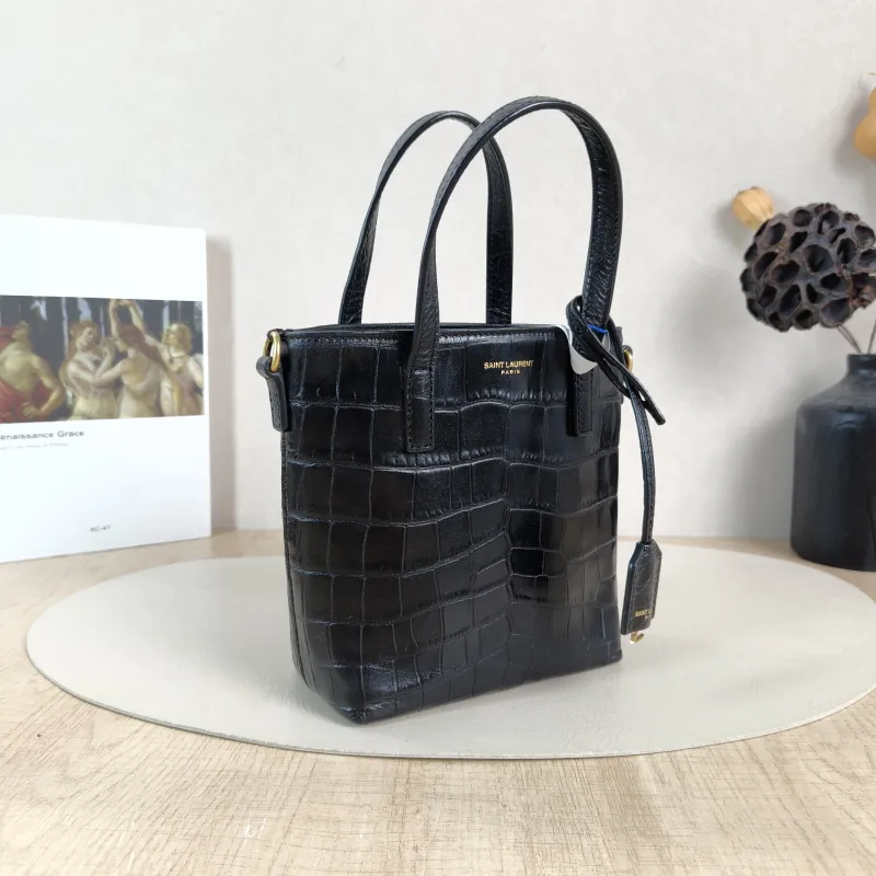 SAINT LAURENT Shoulder Bag SHOPPING Shopping Tote Black Embossed Calfskinmini18 × 8 × 17 cm — cover view 4 of 5