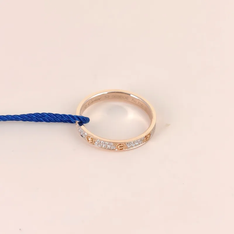CARTIER Ring Love Collection Rose Gold Diamond18KR ose Gold mini 52