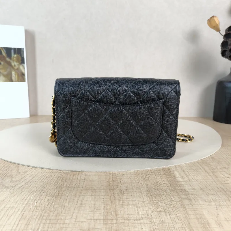 Chanel Crossbody Bag CF WOC Crossbody Bag Black Grained Calfskinmini19.2 × 3.5 × 12.3 cm — cover view 3 of 6