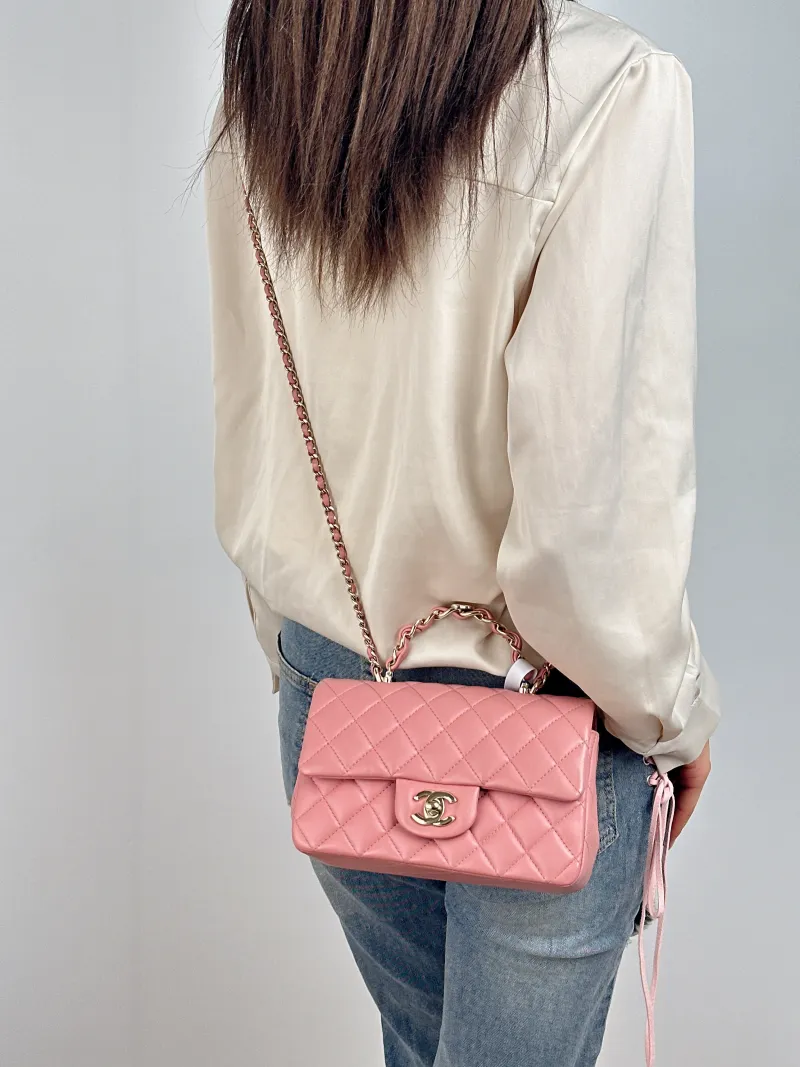 Chanel Crossbody Bag Edition mini Pink Lambskin mini 20 × 6 × 12 cm — on-model view 1 of 2