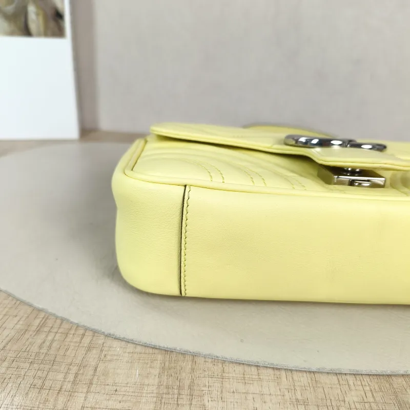 GUCCI Crossbody Bag GG Marmont Small Marmont 22 Yellow Calfskin Small 22 × 6 × 13 cm — detail view 10 of 13