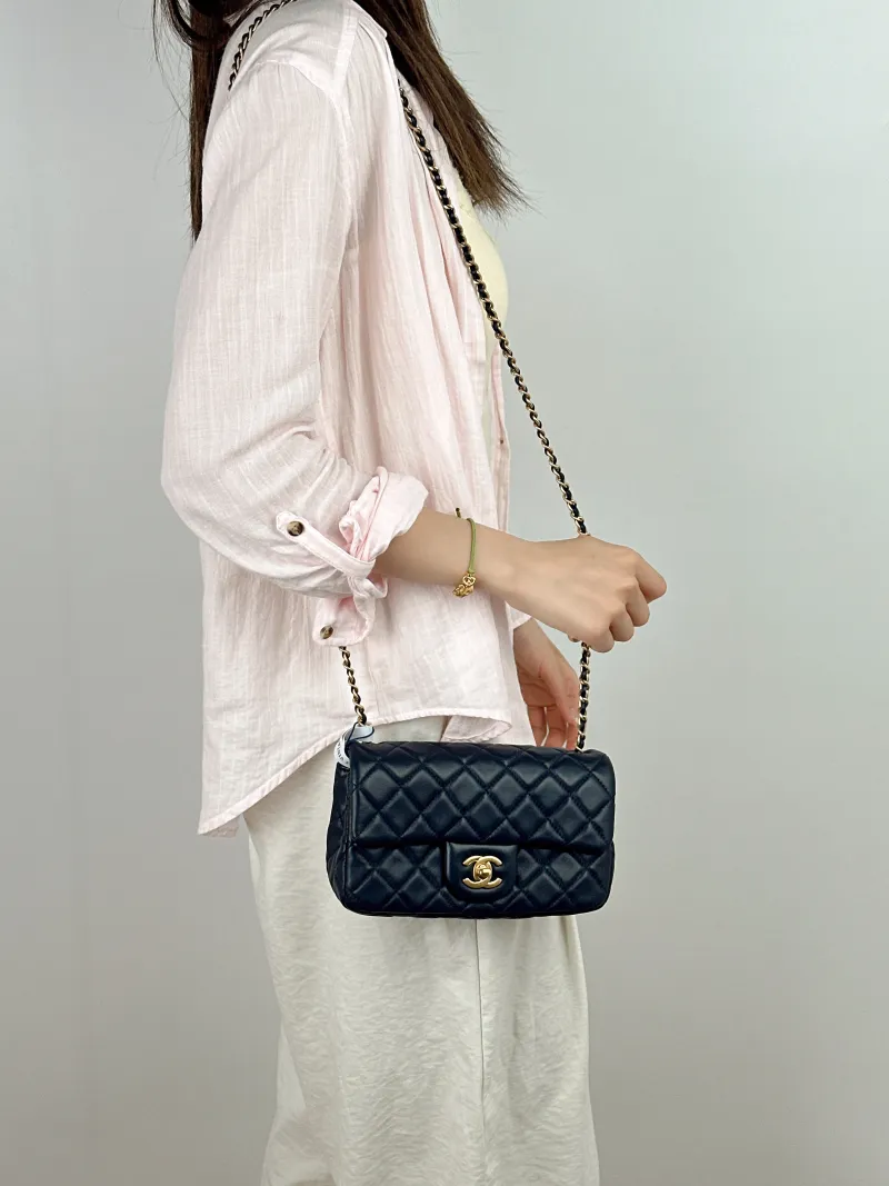 Chanel Crossbody Bag mini Blue Lambskin One Size20 × 6 × 12 cm — on-model view 1 of 2