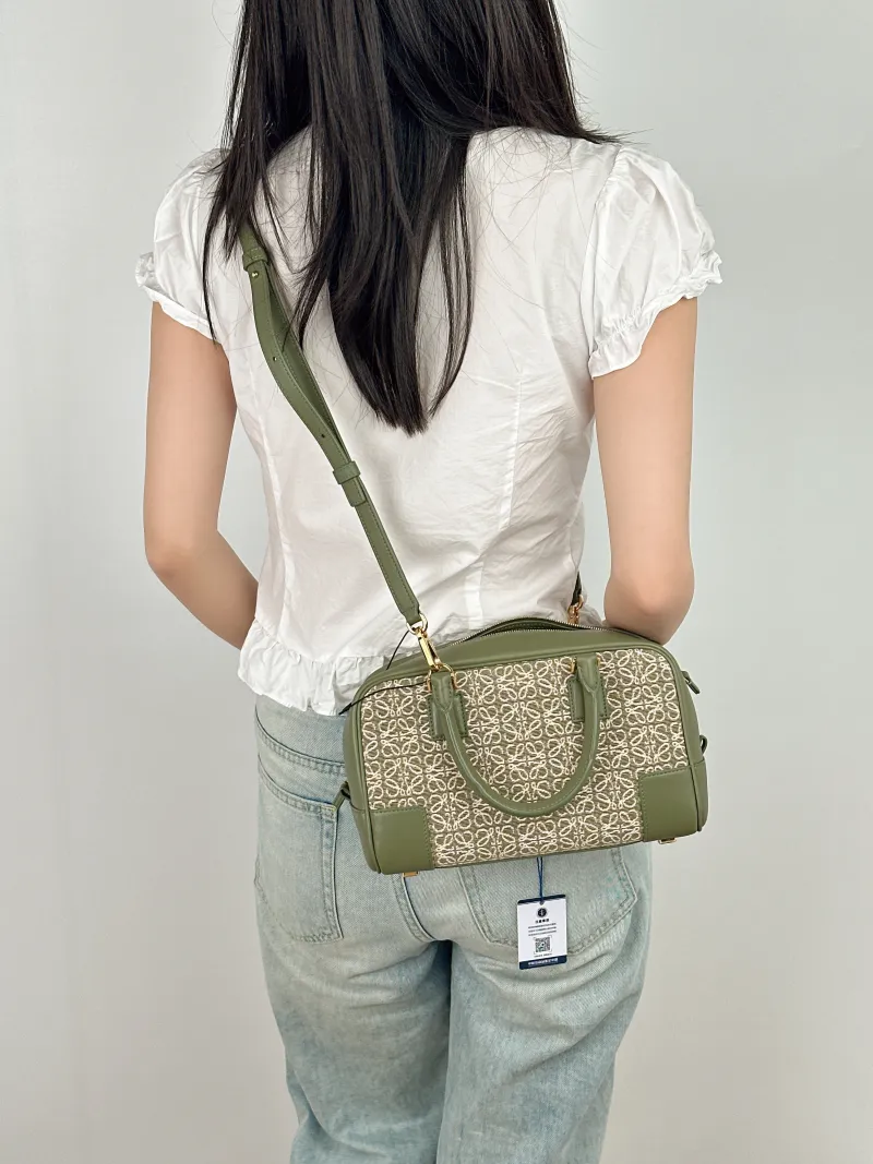 LOEWE Crossbody Bag amazona 23 Green Canvas One Size 24 × 10 × 15 cm — on-model view 3 of 3