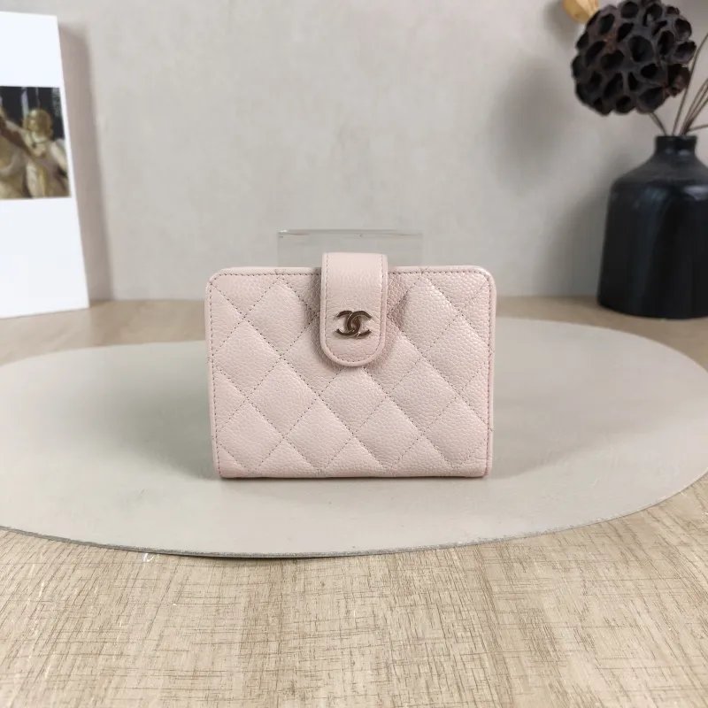 Chanel Wallet Wallet Pink Grained Calfskin One Size9.5 × 2 × 13 cm