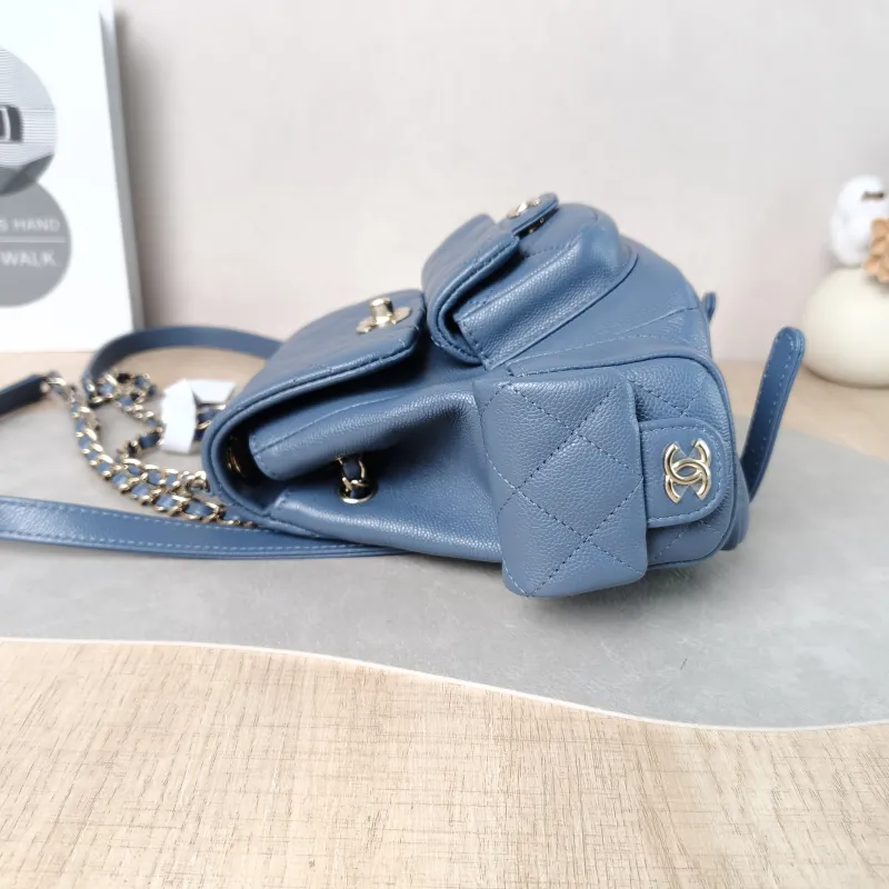 Chanel Backpack duma Blue Grained Calfskin Small 18 × 9.5 × 19 cm — detail view 4 of 10